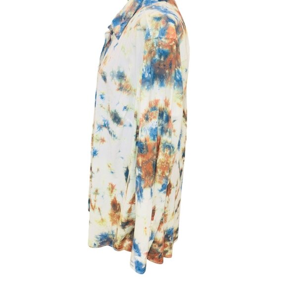 Lane Bryant Women Tie-Dye Button-Down Casual Shirt Plus Size 24 Cream Multicolor - Picture 3 of 8